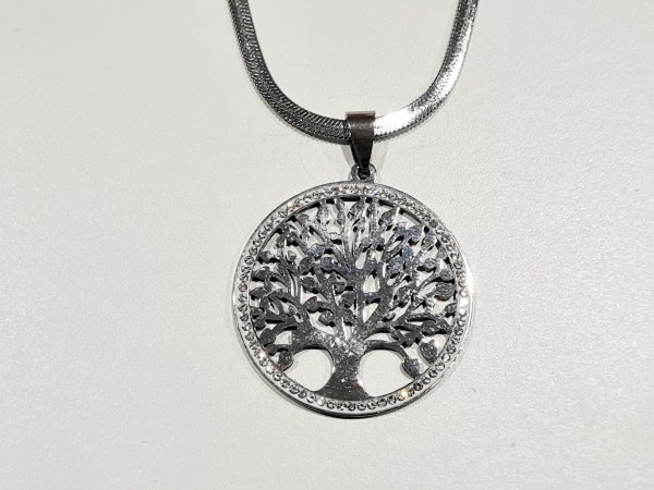 collier arbre de vie acier inoxydable argenté